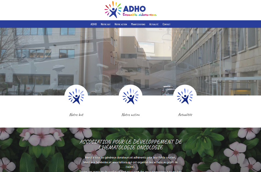 Site Internet de l'ADHO, Association pour le Développement de l'Hématologie Oncologie